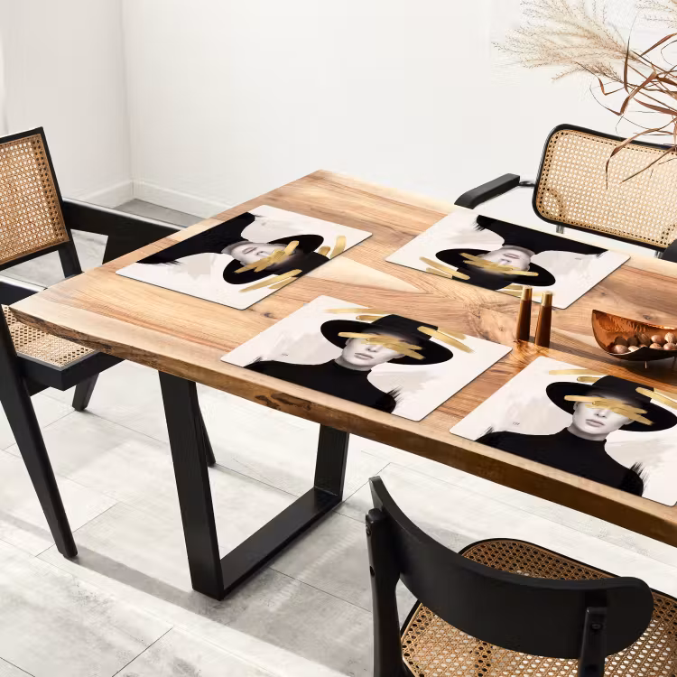 Vrouw - Portret - Modern - Goud - Kunst Placemat vinyl groot -zzsfeer4_Kitchenyeah-website