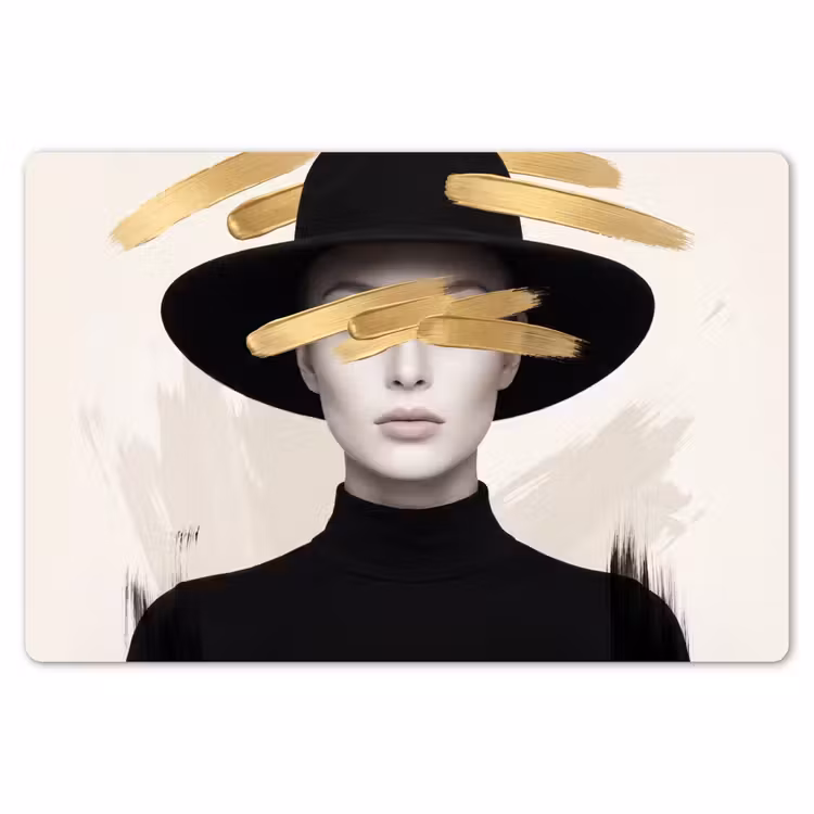Vrouw - Portret - Modern - Goud - Kunst Placemat vinyl groot -zzsfeer1_Kitchenyeah-website