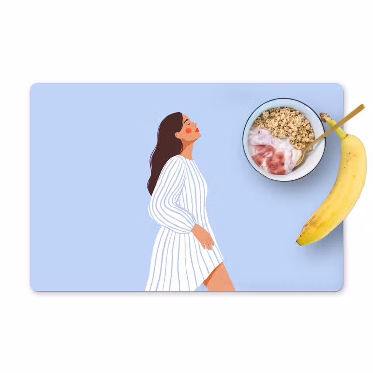 Vrouw - Profiel - Rust - Modern - Illustratie Placemat vinyl groot -zzzproduct_Kitchenyeah-website