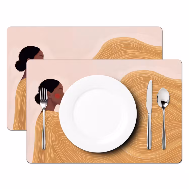 Vrouw - Profiel - Modern - Abstract - Kunst Placemat vinyl groot -zzsfeer2_Kitchenyeah-website