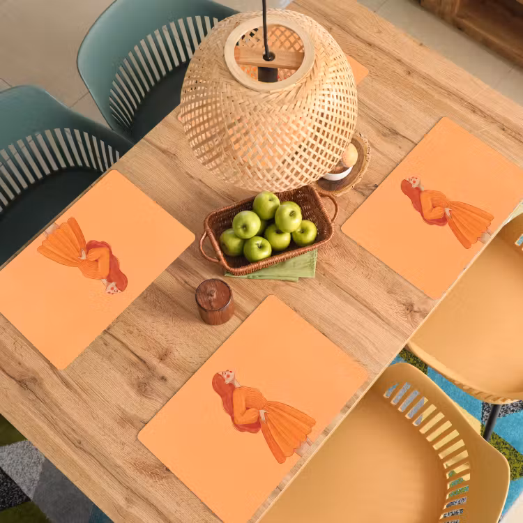 Vrouw - Profiel - Mensen - Modern - Oranje Placemat vinyl groot -zzsfeer5_Kitchenyeah-website