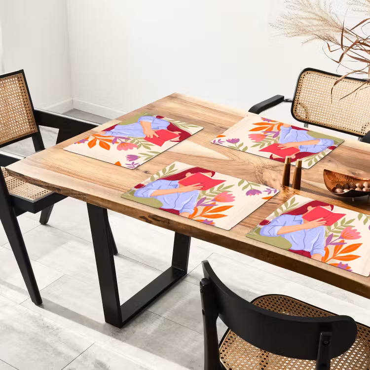 Vrouw - Lezen - Thuis - Modern - Bloemen Placemat vinyl groot -zzsfeer4_Kitchenyeah-website