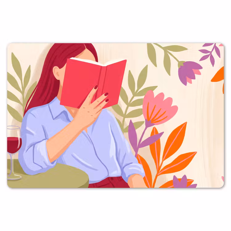 Vrouw - Lezen - Thuis - Modern - Bloemen Placemat vinyl groot -zzsfeer1_Kitchenyeah-website