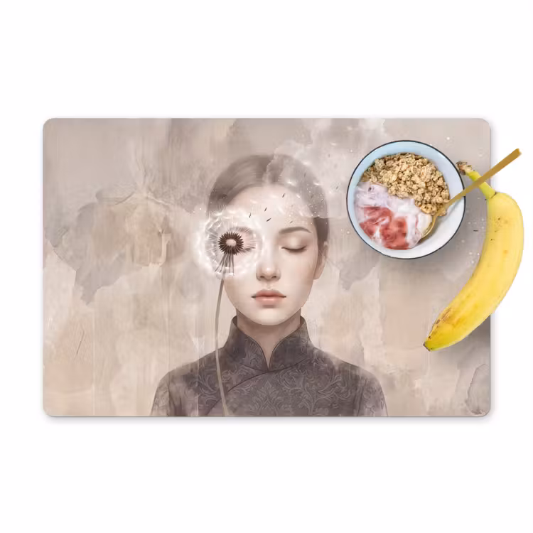 Vrouw - Sereen - Grijs Placemat vinyl groot -zzzproduct_Kitchenyeah-website