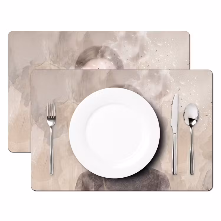 Vrouw - Sereen - Grijs Placemat vinyl groot -zzsfeer2_Kitchenyeah-website