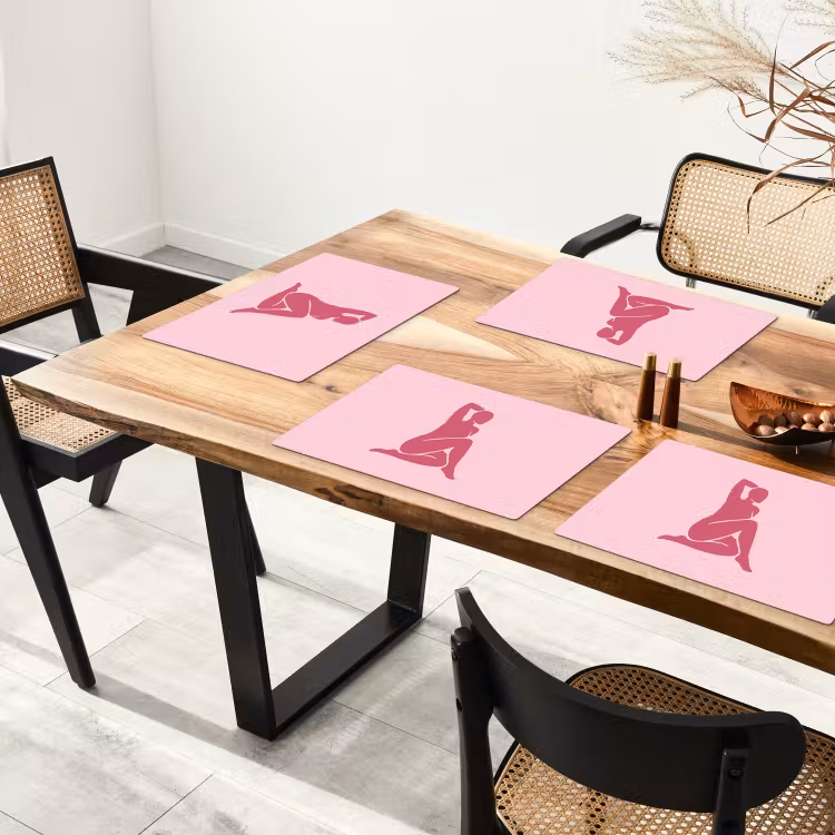 Vrouw - Silhouet - Abstract - Modern - Roze Placemat vinyl groot -zzsfeer4_Kitchenyeah-website