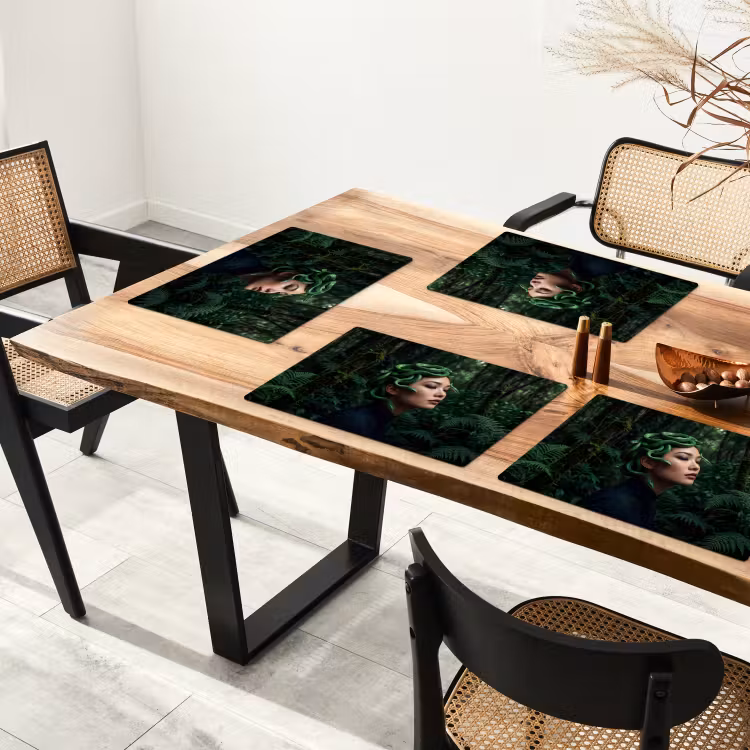 Vrouw - Slang - Natuur - Mystiek - Groen Placemat vinyl groot -zzsfeer4_Kitchenyeah-website