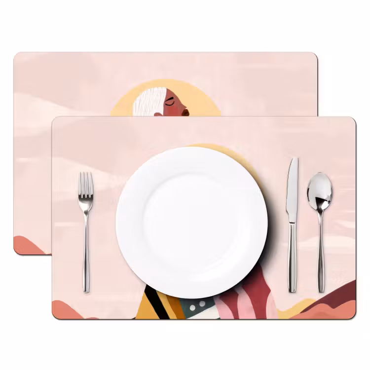 Vrouw - Zon - Kleurrijk Placemat vinyl groot -zzsfeer2_Kitchenyeah-website