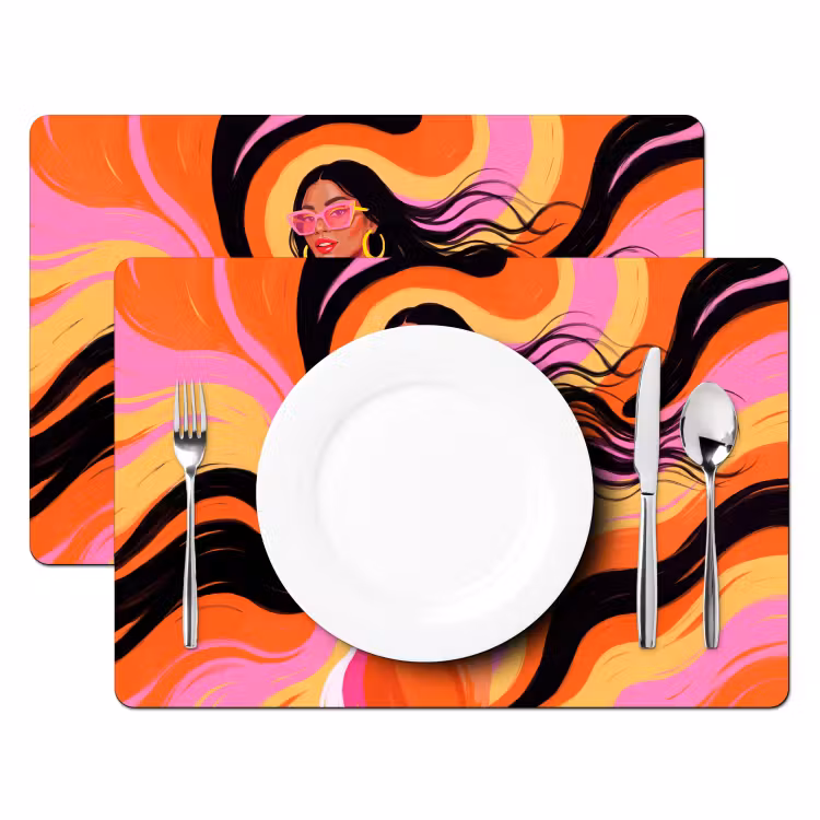 Vrouw - Zonnebril - Abstract - Kleurrijk Placemat vinyl groot -zzsfeer2_Kitchenyeah-website