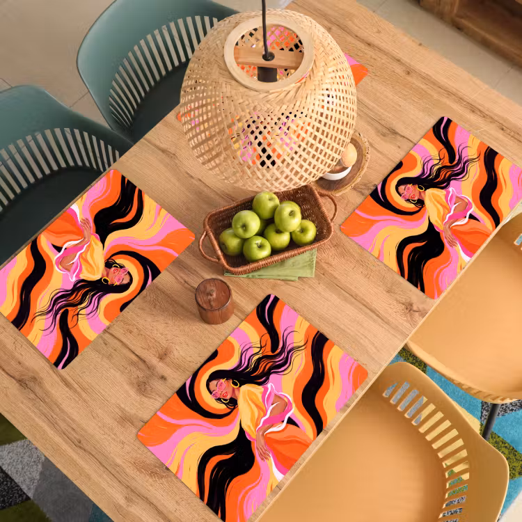 Vrouw - Zonnebril - Abstract - Kleurrijk Placemat vinyl groot -zzsfeer5_Kitchenyeah-website