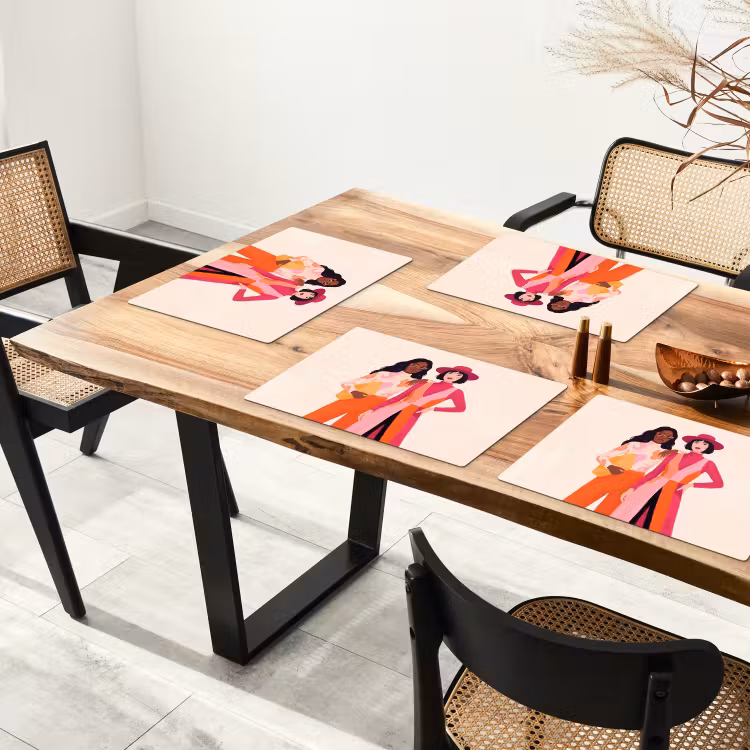Vrouw - Twee - Mode - Abstract - Kleurrijk Placemat vinyl groot -zzsfeer4_Kitchenyeah-website