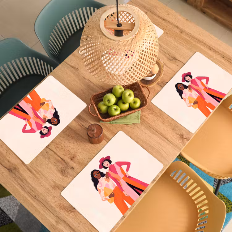 Vrouw - Twee - Mode - Abstract - Kleurrijk Placemat vinyl groot -zzsfeer5_Kitchenyeah-website