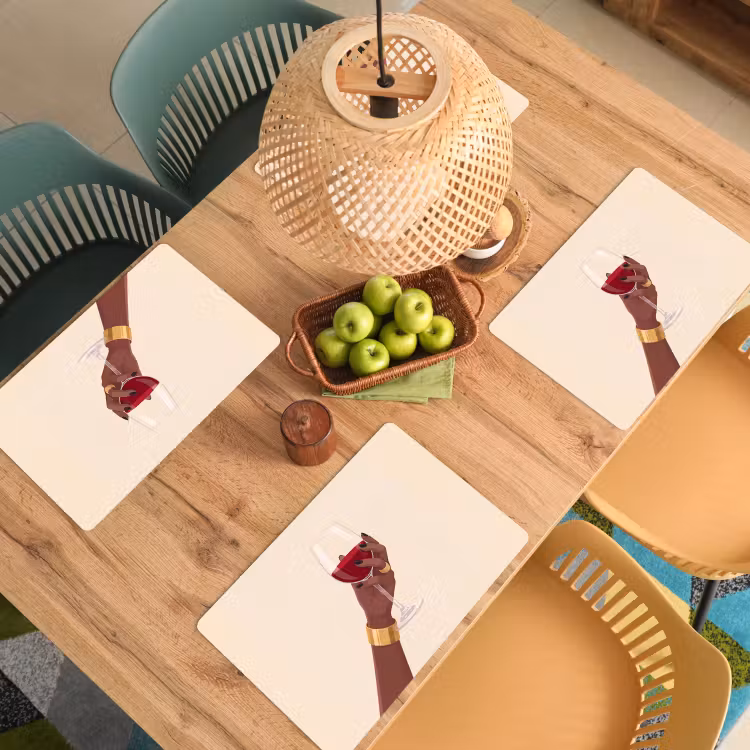 Vrouw - Wijn - Glas - Illustratie - Rood Placemat vinyl groot -zzsfeer5_Kitchenyeah-website