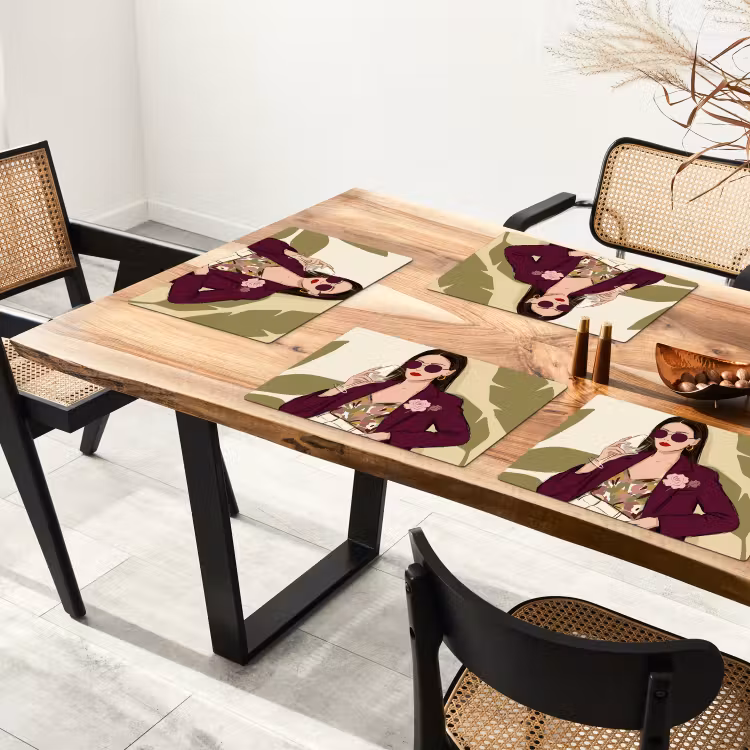 Vrouw - Wijn - Portret - Mode - Modern Placemat vinyl groot -zzsfeer4_Kitchenyeah-website