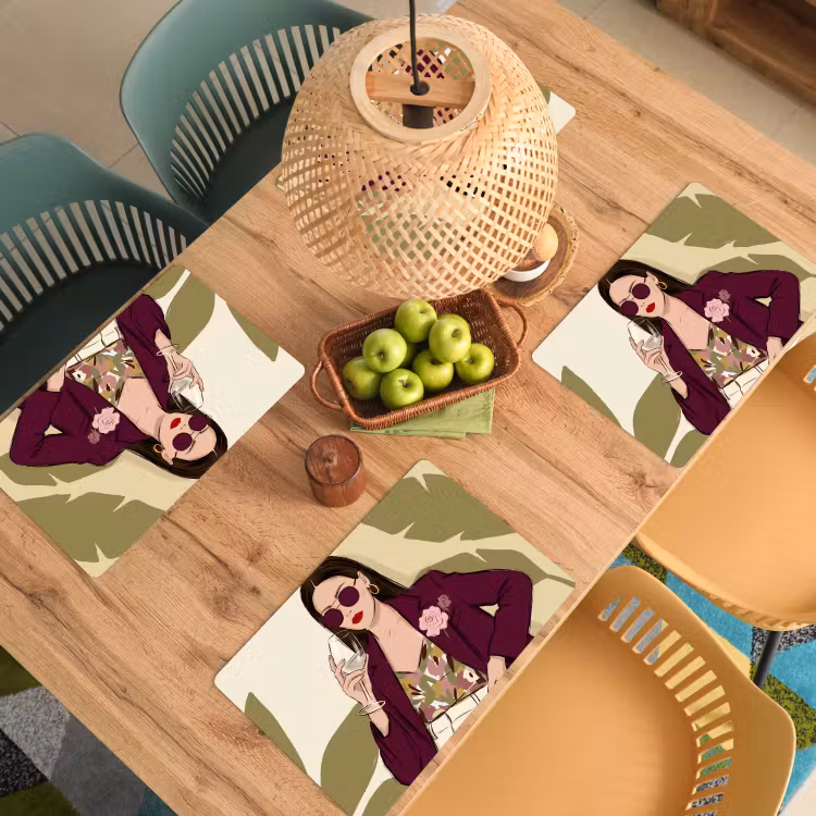 Vrouw - Wijn - Portret - Mode - Modern Placemat vinyl groot -zzsfeer5_Kitchenyeah-website