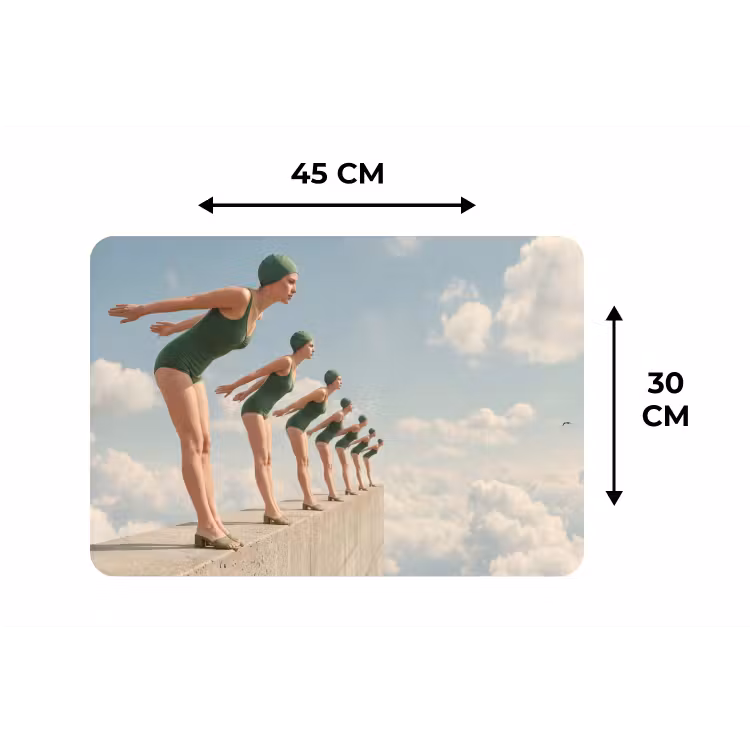Placemat - 6 pieces - Women - Diving Pose - Clouds - Vrouwen - Duikhouding - Wolken Placemat vinyl groot