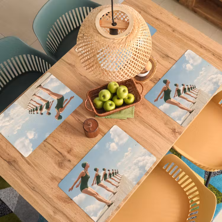 Placemat - 6 pieces - Women - Diving Pose - Clouds - Vrouwen - Duikhouding - Wolken Placemat vinyl groot