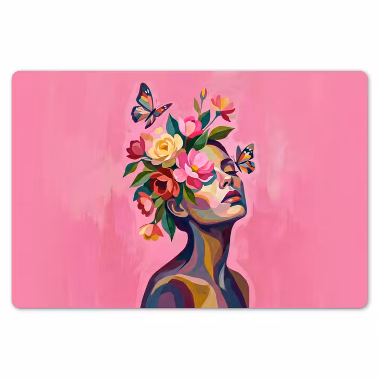 Vrouwengezicht - Vlinders - Kleurrijk Placemat vinyl groot -zzsfeer1_Kitchenyeah-website