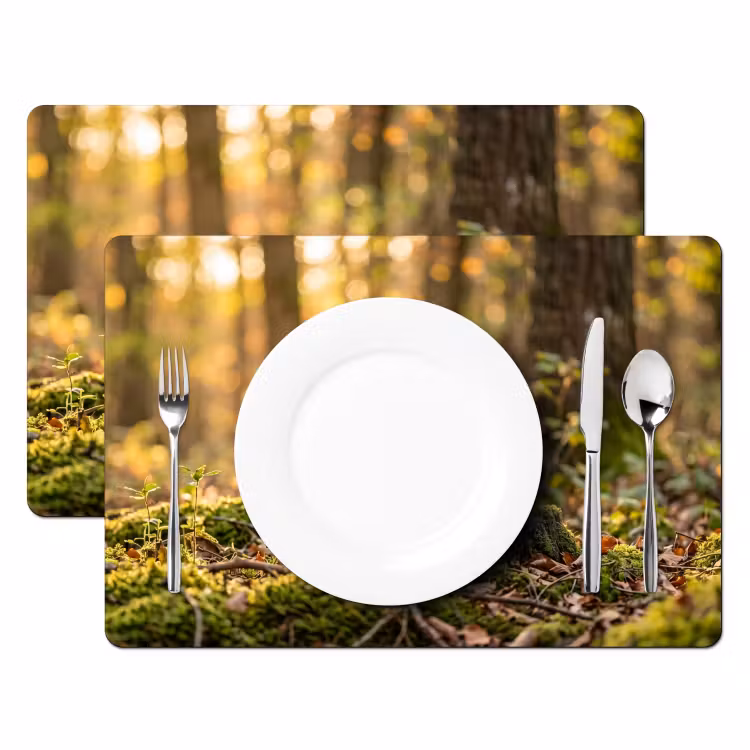 Houtsnip - Bos - Bladeren - Herfst - Gecamoufleerd Placemat vinyl groot -zzsfeer2_Kitchenyeah-website