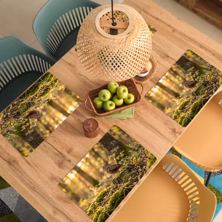 Houtsnip - Bos - Bladeren - Herfst - Gecamoufleerd Placemat vinyl groot -zzsfeer5_Kitchenyeah-website