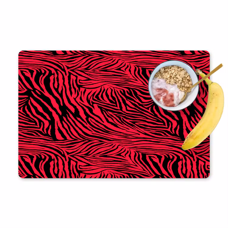 Zebra - Zwart - Roze - Neon Placemat vinyl groot 368 -zzzproduct_Kitchenyeah-website
