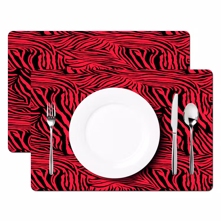 Zebra - Zwart - Roze - Neon Placemat vinyl groot 368 -zzsfeer2_Kitchenyeah-website