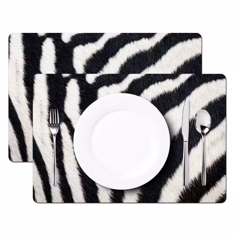Zebra - Vacht - Klassiek - Zwart - Wit Placemat vinyl groot -zzsfeer2_Kitchenyeah-website