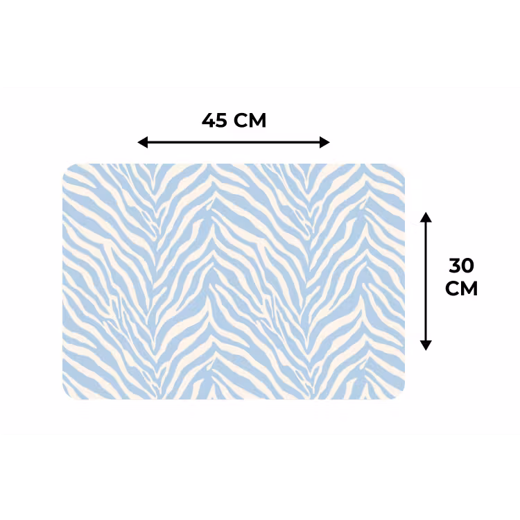 Zebra - Motief - Blauw - Wit Placemat vinyl groot 368 -specs