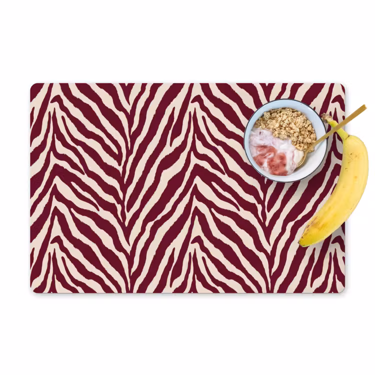 Zebra - Motief - Bordeaux - Rood Placemat vinyl groot 368 -zzzproduct_Kitchenyeah-website