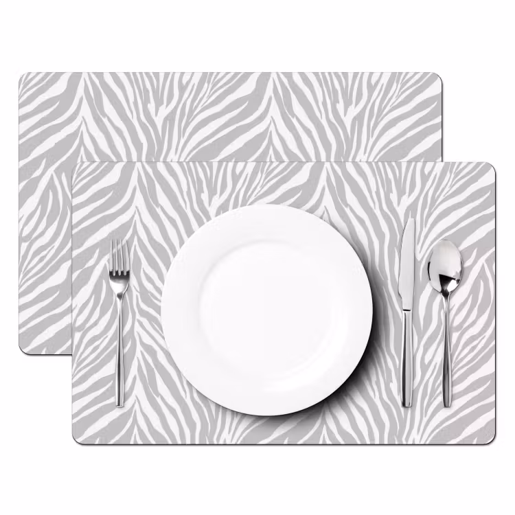 Zebra - Motief - Grijs Placemat vinyl groot 368 -zzsfeer2_Kitchenyeah-website