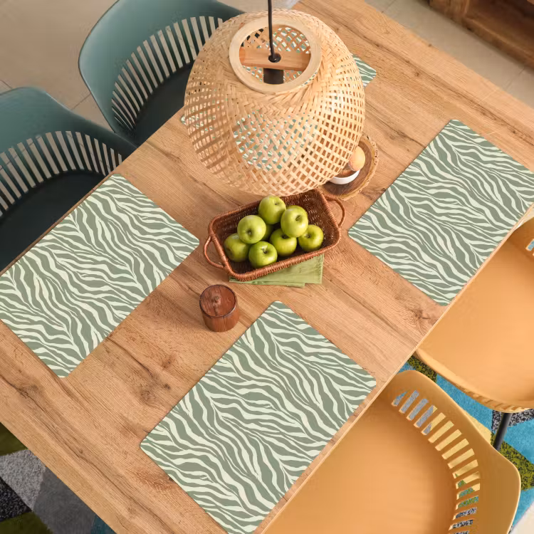 Zebra - Motief - Groen Placemat vinyl groot 368 -zzsfeer5_Kitchenyeah-website