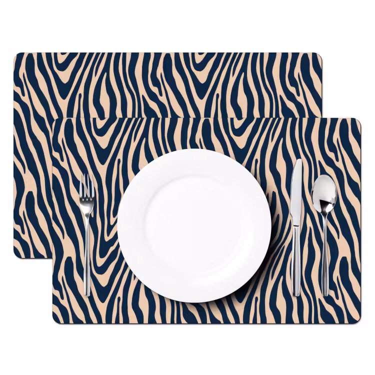 Zebra - Patroon - Blauw - Beige Placemat vinyl groot 368 -zzsfeer2_Kitchenyeah-website