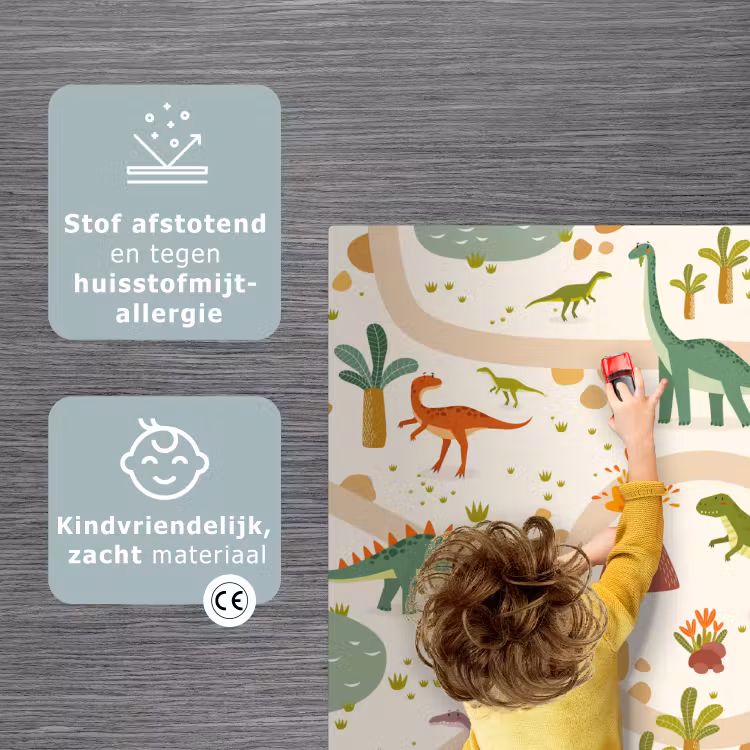 Dino - Groen - Natuur - Kinderen - Design Speelmat klein -sfeer1