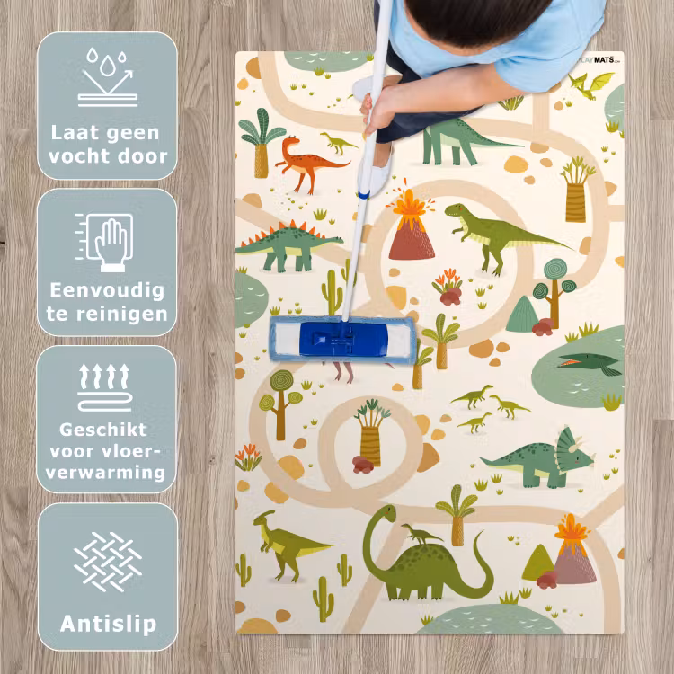 Dino - Groen - Natuur - Kinderen - Design Speelmat klein -sfeer3