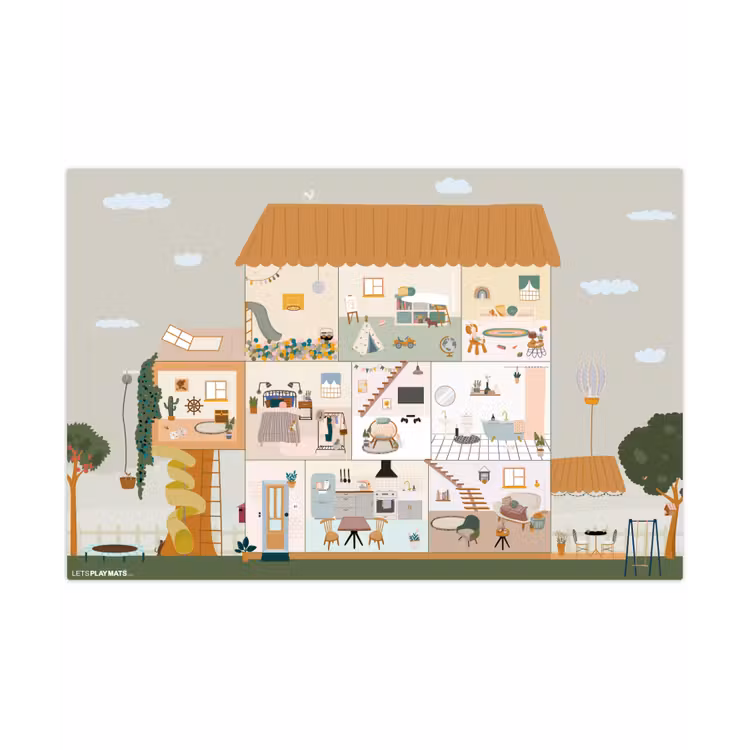 Poppenhuis - Kinderen - Meubels - Design - Bruin Speelmat klein -3d