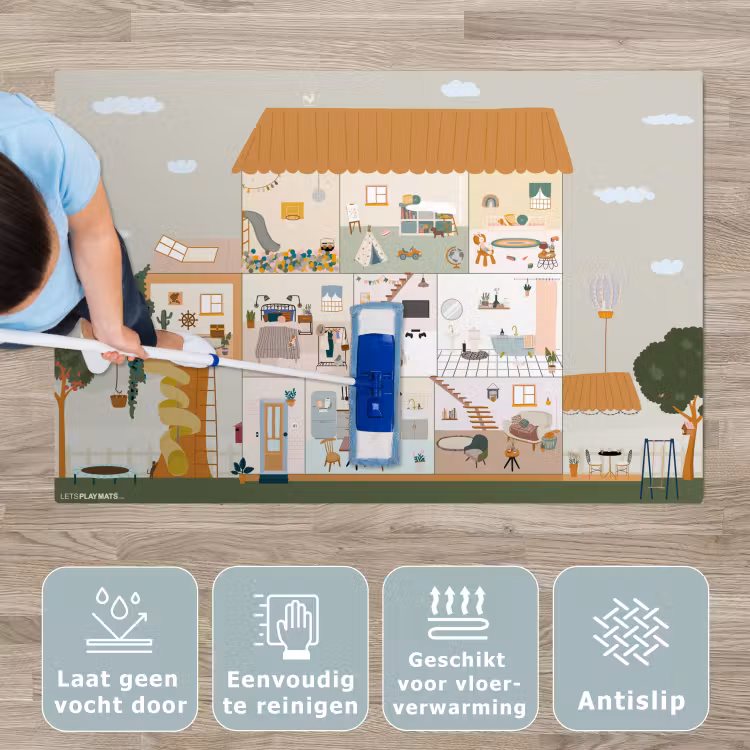 Poppenhuis - Kinderen - Meubels - Design - Bruin Speelmat klein -sfeer3