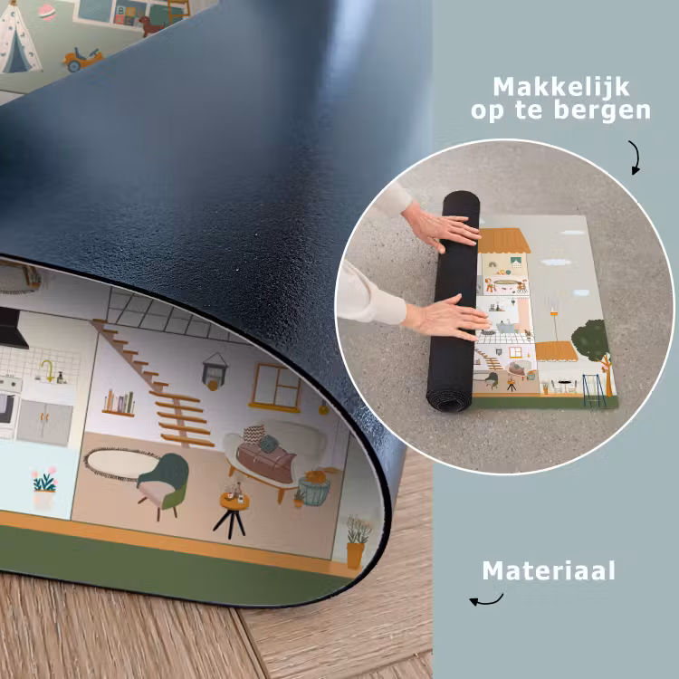 Poppenhuis - Kinderen - Meubels - Design - Bruin Speelmat klein -sfeer5