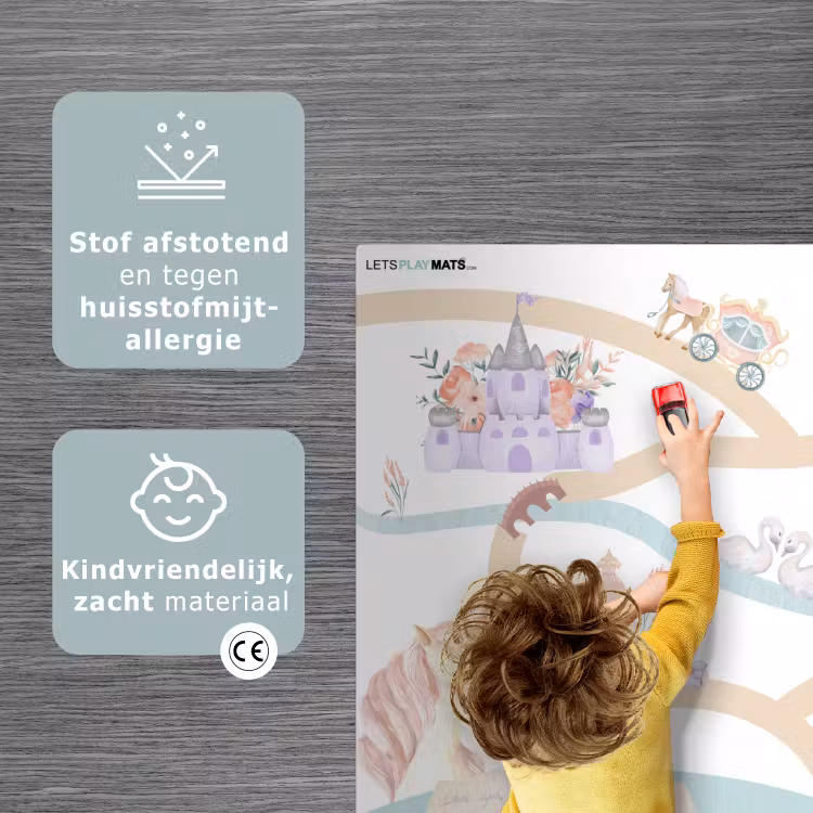 Prinses - Kasteel - Bloemen - Eenhoorn - Meisjes Speelmat klein -sfeer1