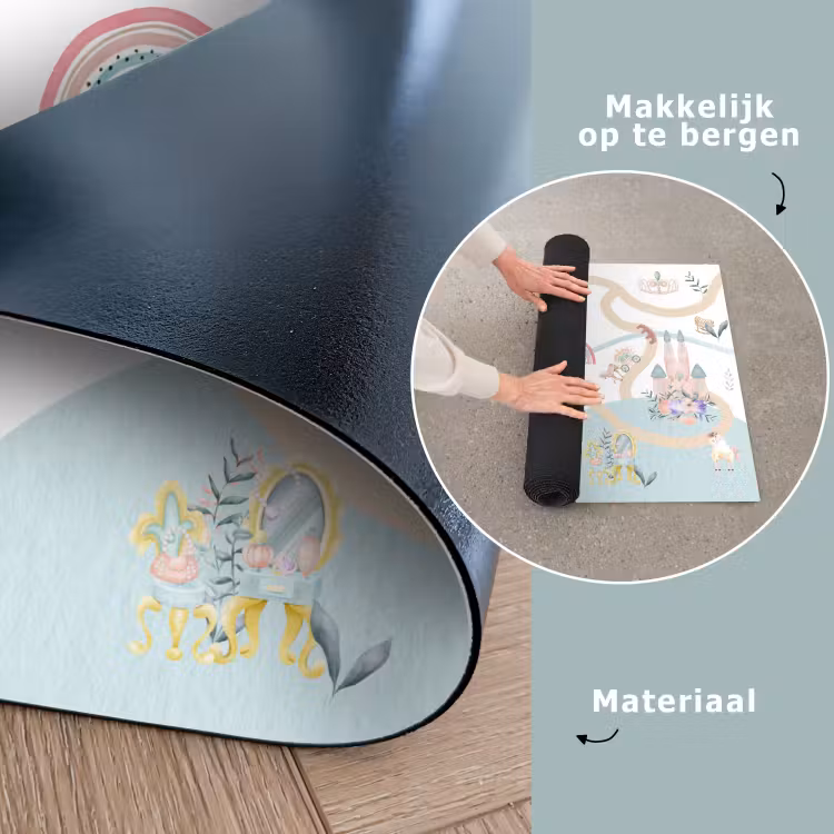Prinses - Kasteel - Bloemen - Eenhoorn - Meisjes Speelmat klein -sfeer5