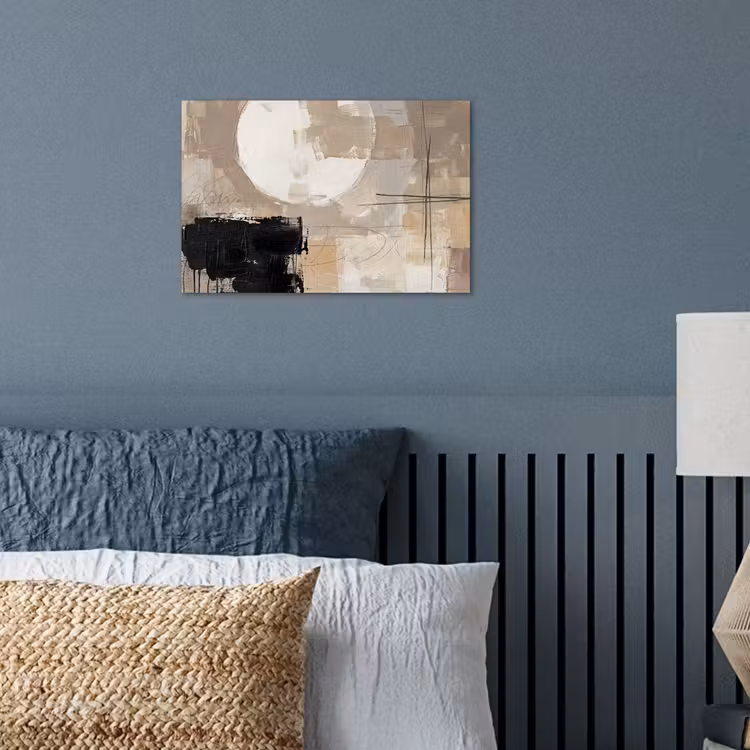 Abstract - Cirkel - Modern - Beige - Zwart - Minimalistisch poster papier klein -sfeer2