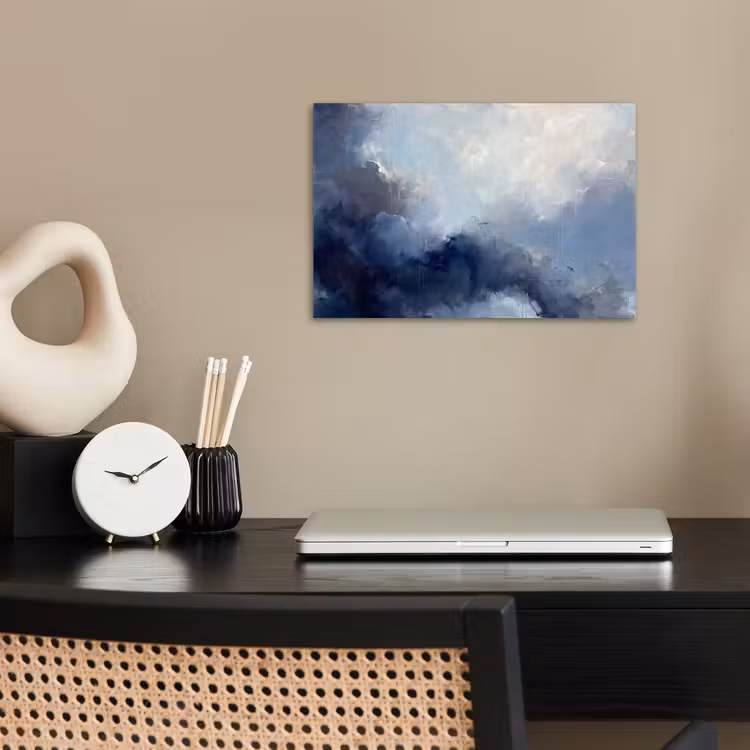 Abstract - Wolken - Modern - Blauw - Kunst poster papier klein -sfeer1