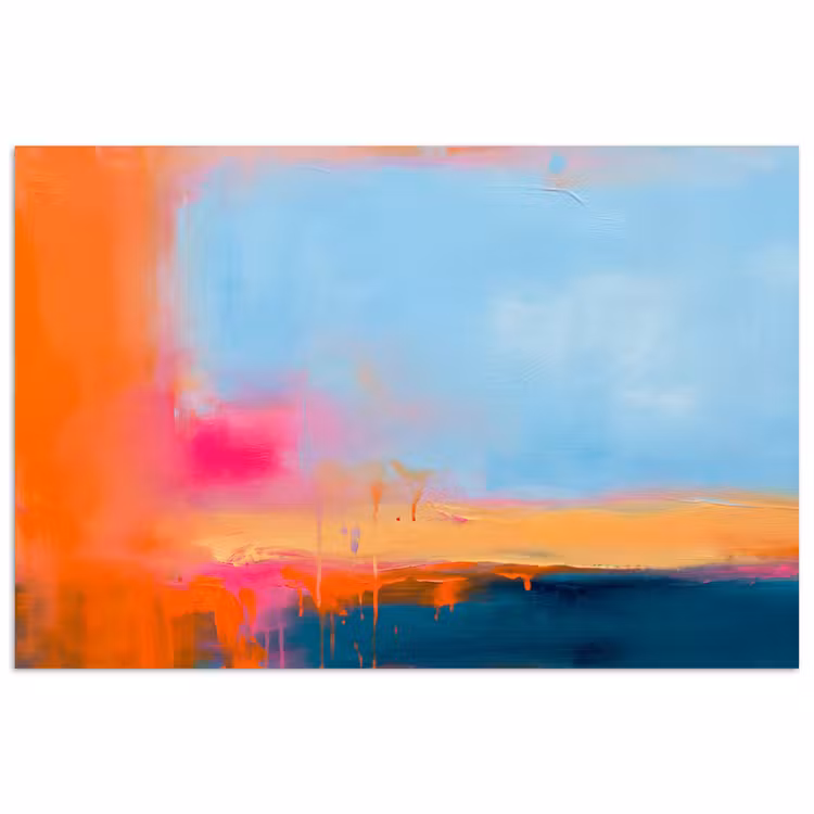 Abstract - Kleurvlakken - Modern - Oranje - Blauw poster papier klein -3d