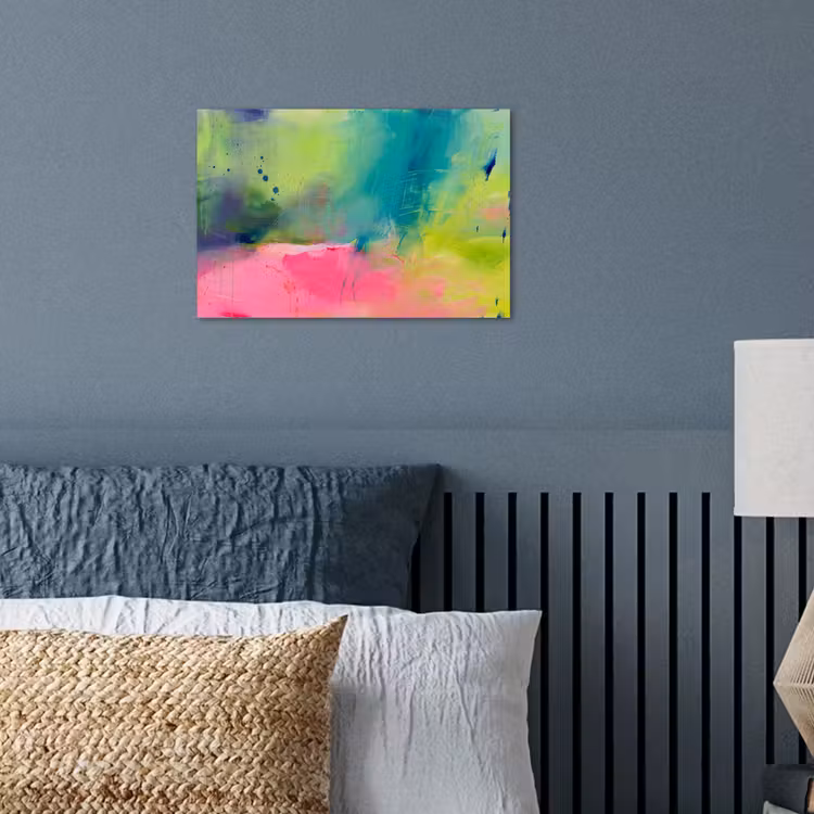 Abstract - Kleuren - Modern - Groen - Roze poster papier klein -sfeer2