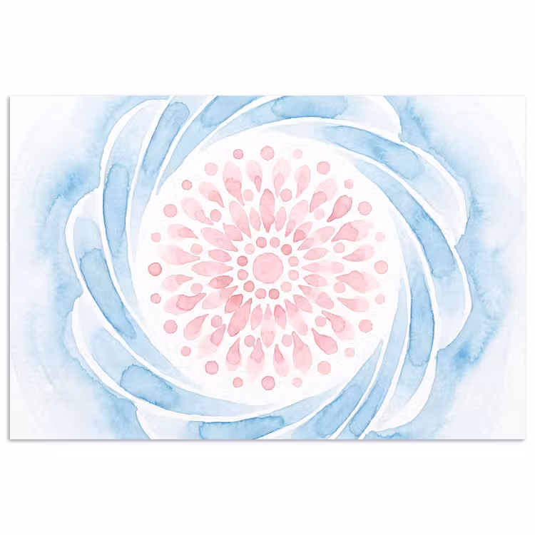 Abstract - Bloemvorm - Aquarel - Roze - Blauw poster papier klein -3d