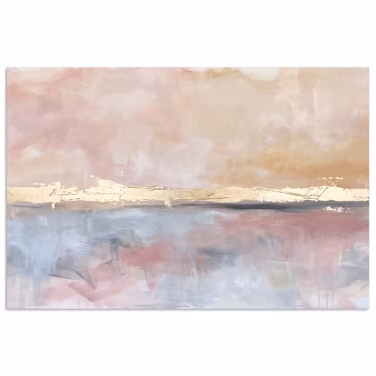Abstract - Horizontaal - Kunst - Roze - Goud poster papier klein -3d