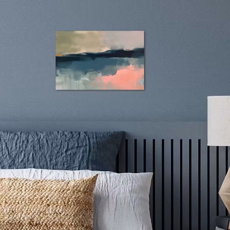 Abstract - Landschap - Kunst - Modern - Groen - Blauw poster papier klein -sfeer2