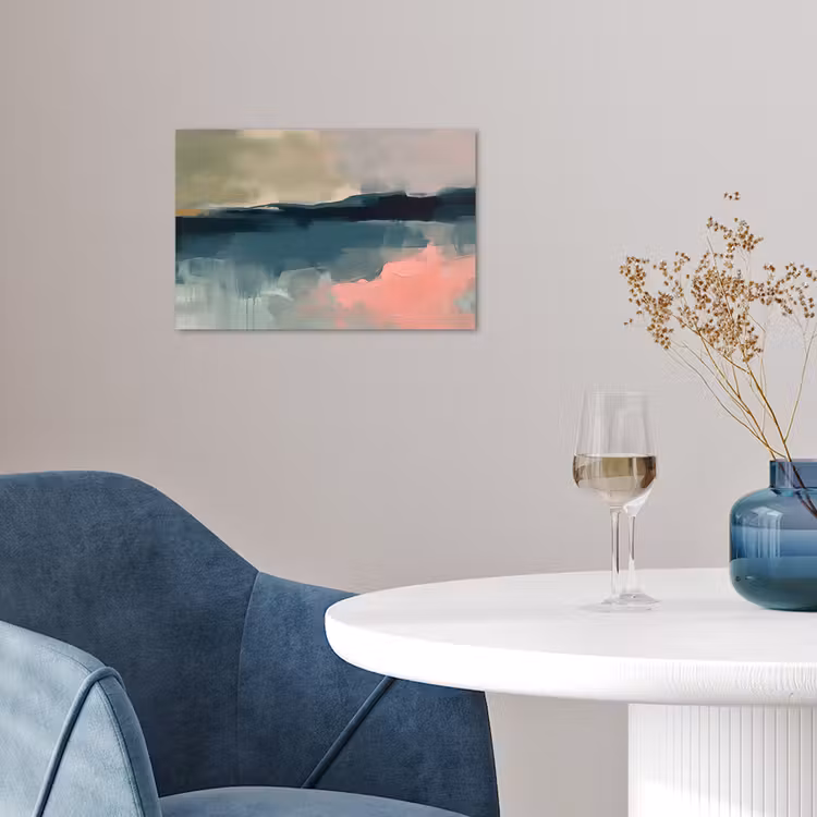 Abstract - Landschap - Kunst - Modern - Groen - Blauw poster papier klein -sfeer3