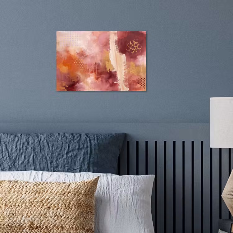 Abstract - Rood - Goud - Modern - Kunst poster papier klein -sfeer2