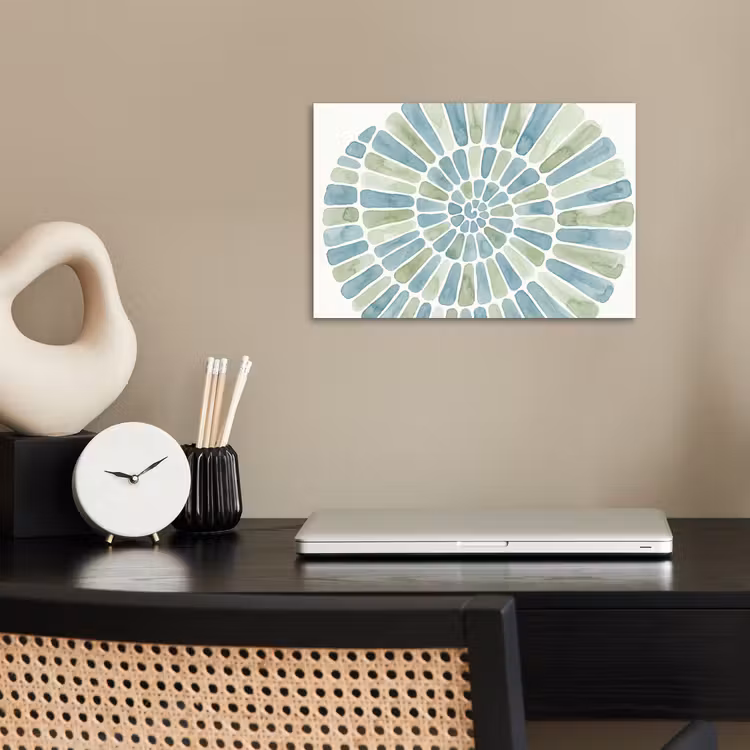 Abstract - Spiraal - Patroon - Modern - Blauw-Groen poster papier klein -sfeer1