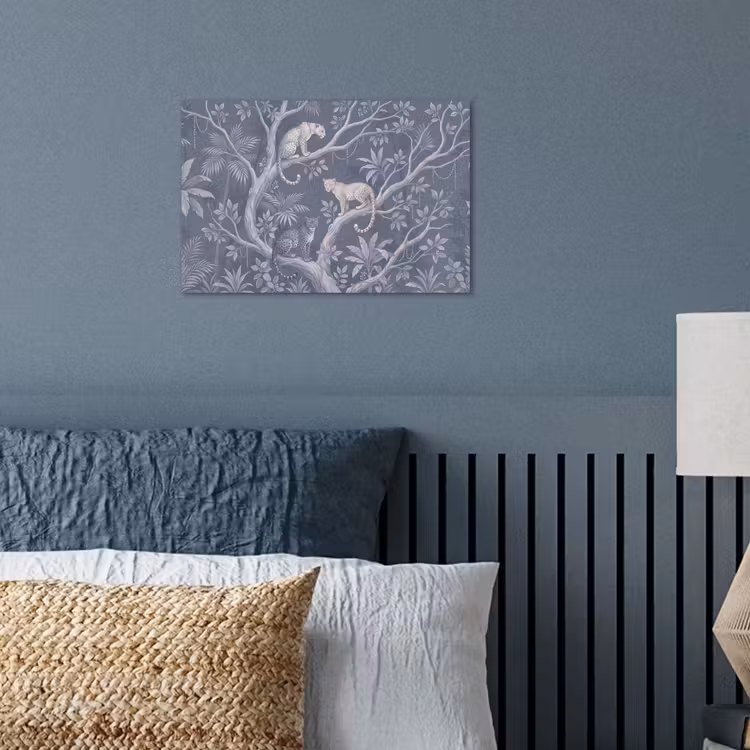 Dieren - Jungle - Illustratie - Bomen - Blauw poster papier klein -sfeer2